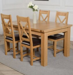 Rackhams Seattle Oak Extending Dining Table with Berkeley Oak Chairs - Natural Oak - 8 chairs - thumbnail 3