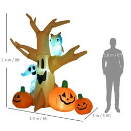 Rackhams 240cm Large Halloween Scary Lighting Inflatable Tree Ghost 3 Pumpkins Owl 4 LED Indoor Outdoor Holiday Decoration - thumbnail 3