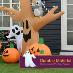 Rackhams 240cm Large Halloween Scary Lighting Inflatable Tree Ghost 3 Pumpkins Owl 4 LED Indoor Outdoor Holiday Decoration - thumbnail 5
