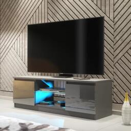 Rackhams Stunning 120cm TV Unit Modern Cabinet TV Stand Grey High Gloss Doors Free LED - 120 cm - 1 -  MDF/Chipboard - thumbnail 6