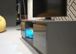 Rackhams Stunning 120cm TV Unit Modern Cabinet TV Stand Grey High Gloss Doors Free LED - 120 cm - 1 -  MDF/Chipboard - thumbnail 4