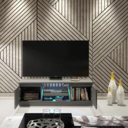 Rackhams Stunning 120cm TV Unit Modern Cabinet TV Stand Grey High Gloss Doors Free LED - 120 cm - 1 -  MDF/Chipboard - thumbnail 2