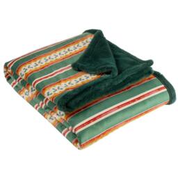 Rackhams All Wrapped Up Velvet Striped Throw - Emerald/Red - 130cm x 180cm - Emerald/Red - 100% Polyester
