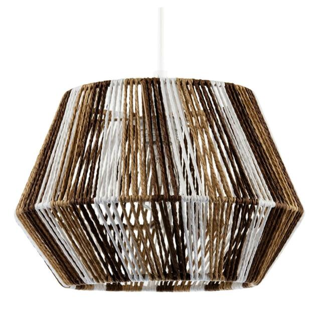Rackhams Coastal Twisted Paper Rope Pendant Shade in Brown Tones and White - image 1