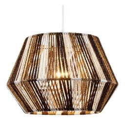 Rackhams Coastal Twisted Paper Rope Pendant Shade in Brown Tones and White - thumbnail 2
