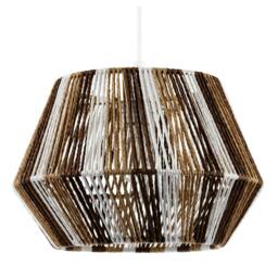 Rackhams Coastal Twisted Paper Rope Pendant Shade in Brown Tones and White