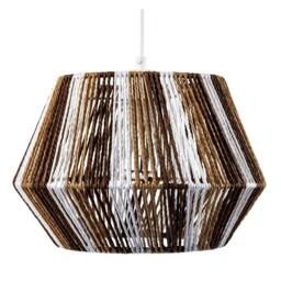 Rackhams Coastal Twisted Paper Rope Pendant Shade in Brown Tones and White - thumbnail 4