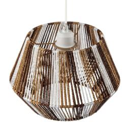 Rackhams Coastal Twisted Paper Rope Pendant Shade in Brown Tones and White - thumbnail 3