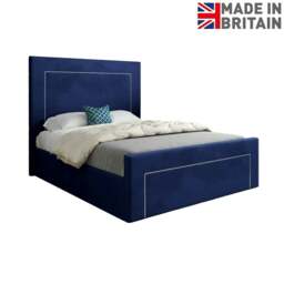 Rackhams Lucca Upholstered Soft Velvet Bed Frame - Blue - Blue - King - thumbnail 6
