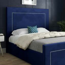 Rackhams Lucca Upholstered Soft Velvet Bed Frame - Blue - Blue - King - thumbnail 2