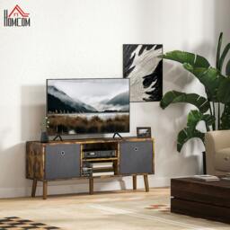 Rackhams Modern TV Cabinet Stand w/ Shelves & Drawers, Bedroom Brown