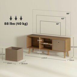 Rackhams Modern TV Cabinet Stand w/ Shelves & Drawers, Bedroom Brown - thumbnail 6