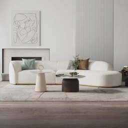 Rackhams Welby Three Seater Curved Sofa, White - Boucle - Four Seater 340cm - White - thumbnail 2