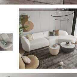 Rackhams Welby Three Seater Curved Sofa, White - Boucle - Four Seater 340cm - White - thumbnail 4