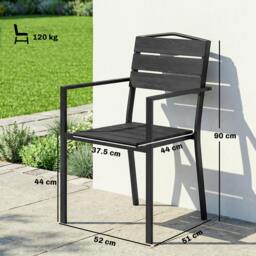 Rackhams Garden Chairs Set of 4, Garden Dining Chairs, HDPE Seat, Black - Metal, HDPE - Black - 52 x 51 x 90 cm - thumbnail 3