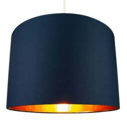 "Rackhams Modern Midnight Blue Cotton 16"" Floor/Pendant Lamp Shade with Shiny Copper Inner" - thumbnail 2