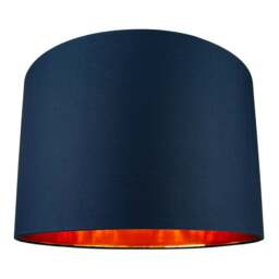 "Rackhams Modern Midnight Blue Cotton 16"" Floor/Pendant Lamp Shade with Shiny Copper Inner"