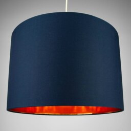 "Rackhams Modern Midnight Blue Cotton 16"" Floor/Pendant Lamp Shade with Shiny Copper Inner" - thumbnail 4