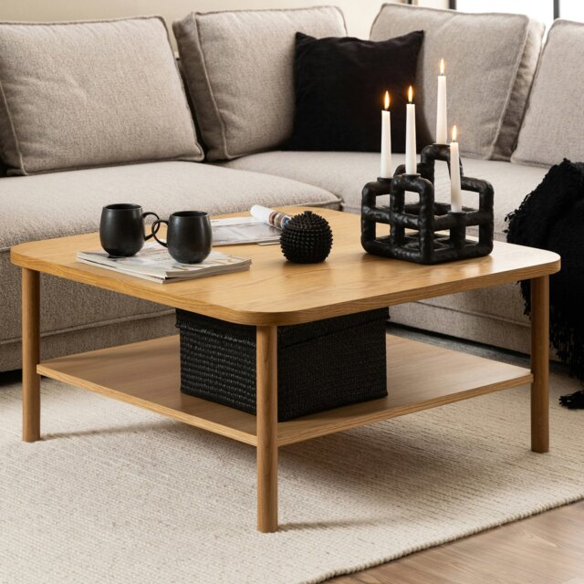 Rackhams Banbury Square Coffee Table in Oak - 1 - Natural - Brown - image 1