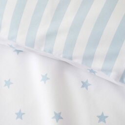 Rackhams Mini Star & Stripes Reversible Cotton Duvet Cover Set Blue - Double - Blue - thumbnail 4