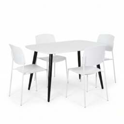 Rackhams Aspen Dining Set - White Rectangular Table & 4 Academy Dining Chairs - Grey - thumbnail 4