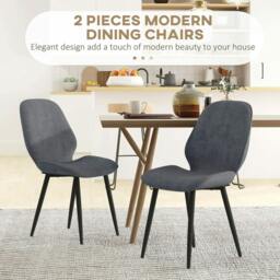 Rackhams Velvet Dining Chairs, Set of 2 Dining Room Chairs with Metal Legs for Living Room, Dining Room, Grey - thumbnail 4