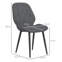 Rackhams Velvet Dining Chairs, Set of 2 Dining Room Chairs with Metal Legs for Living Room, Dining Room, Grey - thumbnail 3