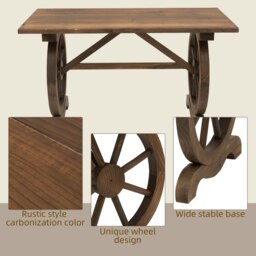 Rackhams Outsuny Outdoor Coffee Table Dining Table Patio Display Desk Natural Fir Wood - Carbonised finish - Fir Wood - thumbnail 4