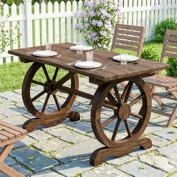 Rackhams Outsuny Outdoor Coffee Table Dining Table Patio Display Desk Natural Fir Wood