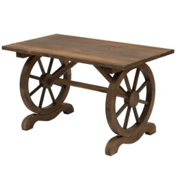 Rackhams Outsuny Outdoor Coffee Table Dining Table Patio Display Desk Natural Fir Wood - Carbonised finish - Fir Wood - thumbnail 2