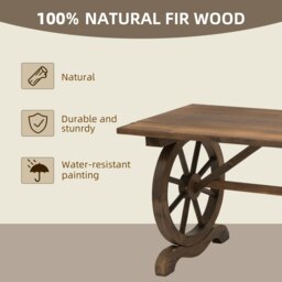 Rackhams Outsuny Outdoor Coffee Table Dining Table Patio Display Desk Natural Fir Wood - Carbonised finish - Fir Wood - thumbnail 3