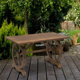 Rackhams Outsuny Outdoor Coffee Table Dining Table Patio Display Desk Natural Fir Wood - Carbonised finish - Fir Wood - thumbnail 1