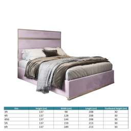 Rackhams Bentley Upholstered Soft Velvet Metal Bed Frame - Pink - Pink - Double - thumbnail 4