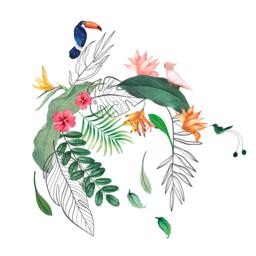 Rackhams WS9073 - Contemporary Tropical Leaves and Flowers Wall Stickers - thumbnail 5
