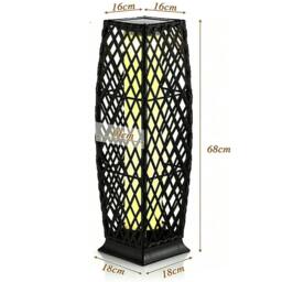 Rackhams Set of 2 Solar Rattan Lantern Floor Lamps LED Garden Lights Charcoal - thumbnail 3