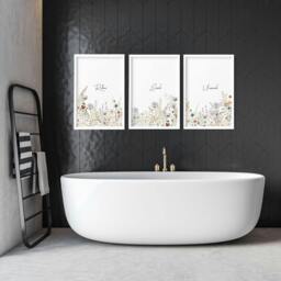 Rackhams Bathroom Art - Set of 3 wall art prints - A4 8.27 x 11.69 in / 21 x 29.7 cm - Satin Photo paper 280 gsm - Oak Frame - thumbnail 5