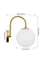 Rackhams Modern Golden Wall Lamp with Glass Shade - Gold - One Size - thumbnail 3
