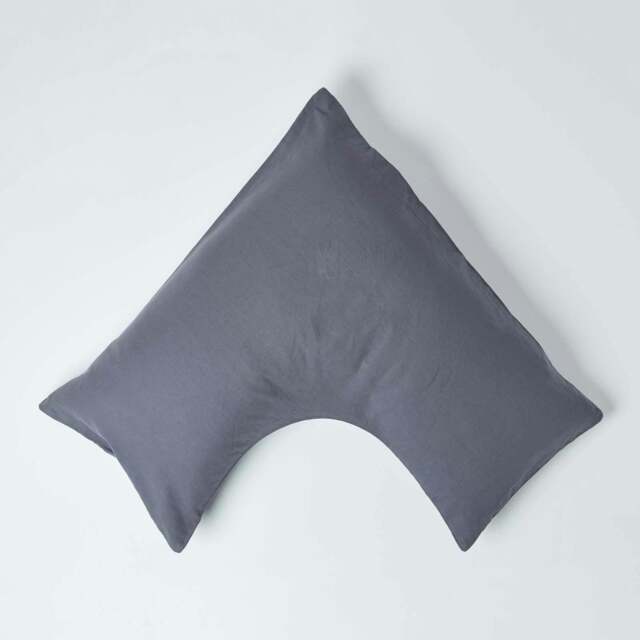 Rackhams French Flax Linen V Shaped Pillowcase - Dark Grey - image 1