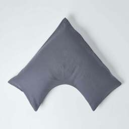 Rackhams French Flax Linen V Shaped Pillowcase - Dark Grey