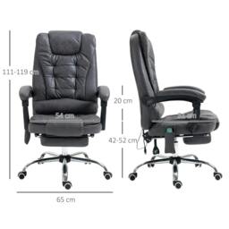 Rackhams Heated 6 Points Vibration Massage Executive Office Chair Adjustable Swivel Ergonomic High Back Desk Chair Recliner with Footrest Dark Grey - thumbnail 3