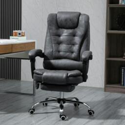 Rackhams Heated 6 Points Vibration Massage Executive Office Chair Adjustable Swivel Ergonomic High Back Desk Chair Recliner with Footrest Dark Grey - thumbnail 2