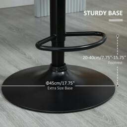Rackhams Bar Stools Set Of 2, Luxurious Velvet-Touch Barstools with Metal Frame Footrest Round Base Triangle Indenting Moulded Seat, Grey - thumbnail 6