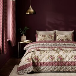 Rackhams Kashmir Paisley Floral Reversible Quilted Bedspread - Natural - thumbnail 3