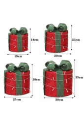 Rackhams 4Pcs Round Christmas Gift Boxes with LED Light Bowknot Decor - Red - thumbnail 6