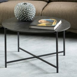 Rackhams Lamoine Round Coffee Table in Matt Black - Matt Black - Black - 70 - thumbnail 4