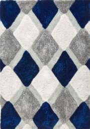 Rackhams 3D Navy Geometric Shaggy Rug - 160X230 cm - thumbnail 1