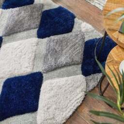 Rackhams 3D Navy Geometric Shaggy Rug - 160X230 cm - thumbnail 2