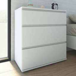 Rackhams Nova Chest of 3 Drawers in Oak - White - Matt - Melamine - thumbnail 4