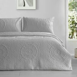Rackhams Winchester Pinsonic Quilted Luxury Bedspread Set - Grey - One Size - thumbnail 1