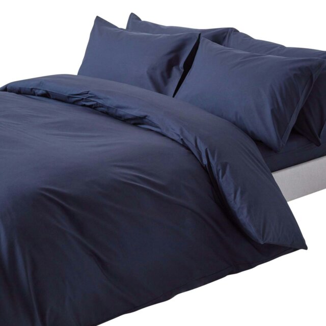 Rackhams Crisp & Cool 200 TC Egyptian Cotton Percale Duvet Cover Set - King - Navy Blue - image 1